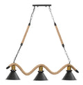 Lampadario Elegante a 3 Luci in Metallo e Corda 84x20x88 cm