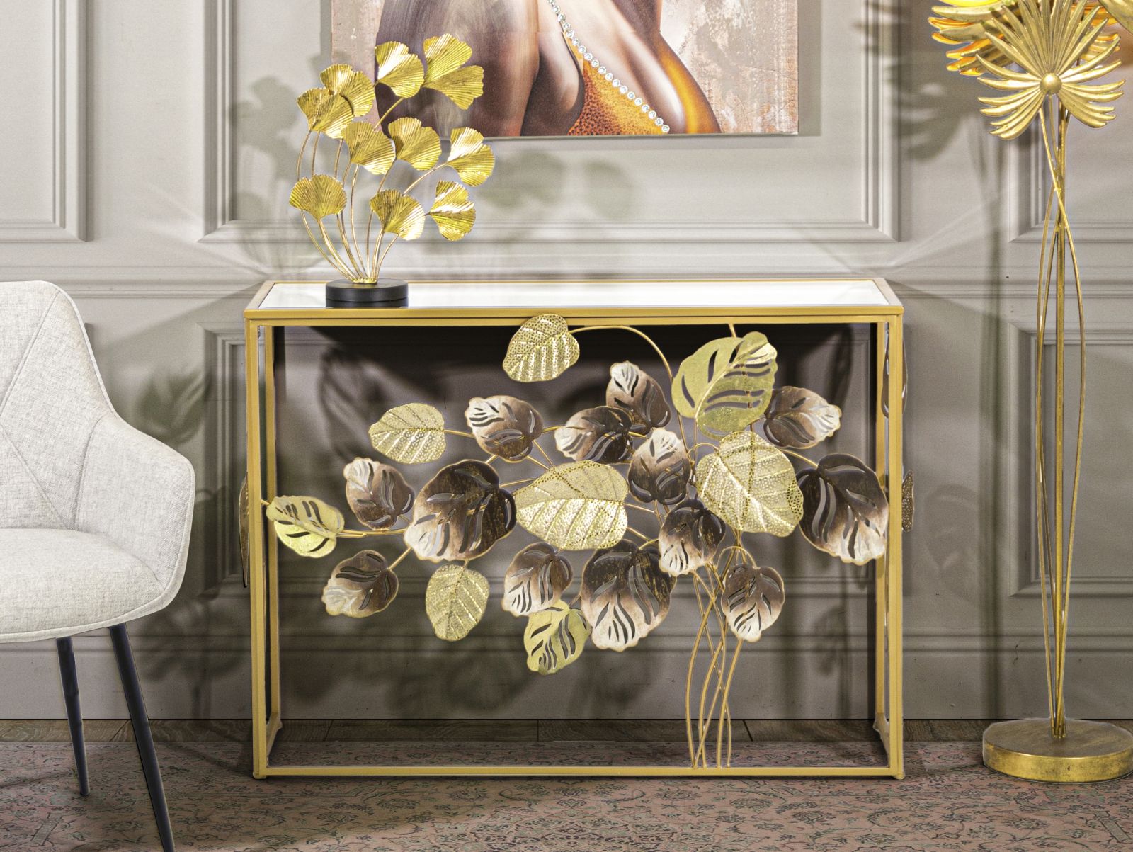 Console Elegante Leavy 108x36,8x80 cm
