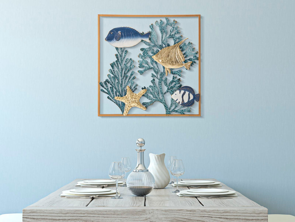 Pannello Decorativo in Ferro a Tema Marino cm 50,2x3,8x50,2