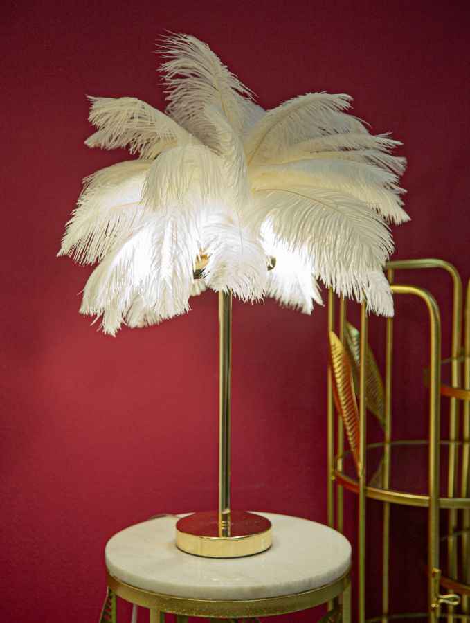 Lampada da Tavolo Elegante Palm Bianca 40 cm Ø x 55 cm