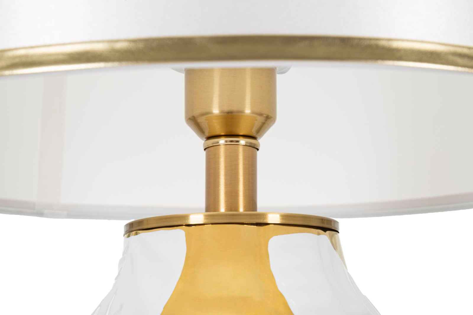 Lampada da tavolo in ceramica elegante con paralume bianco e dorato cm ø 40x70