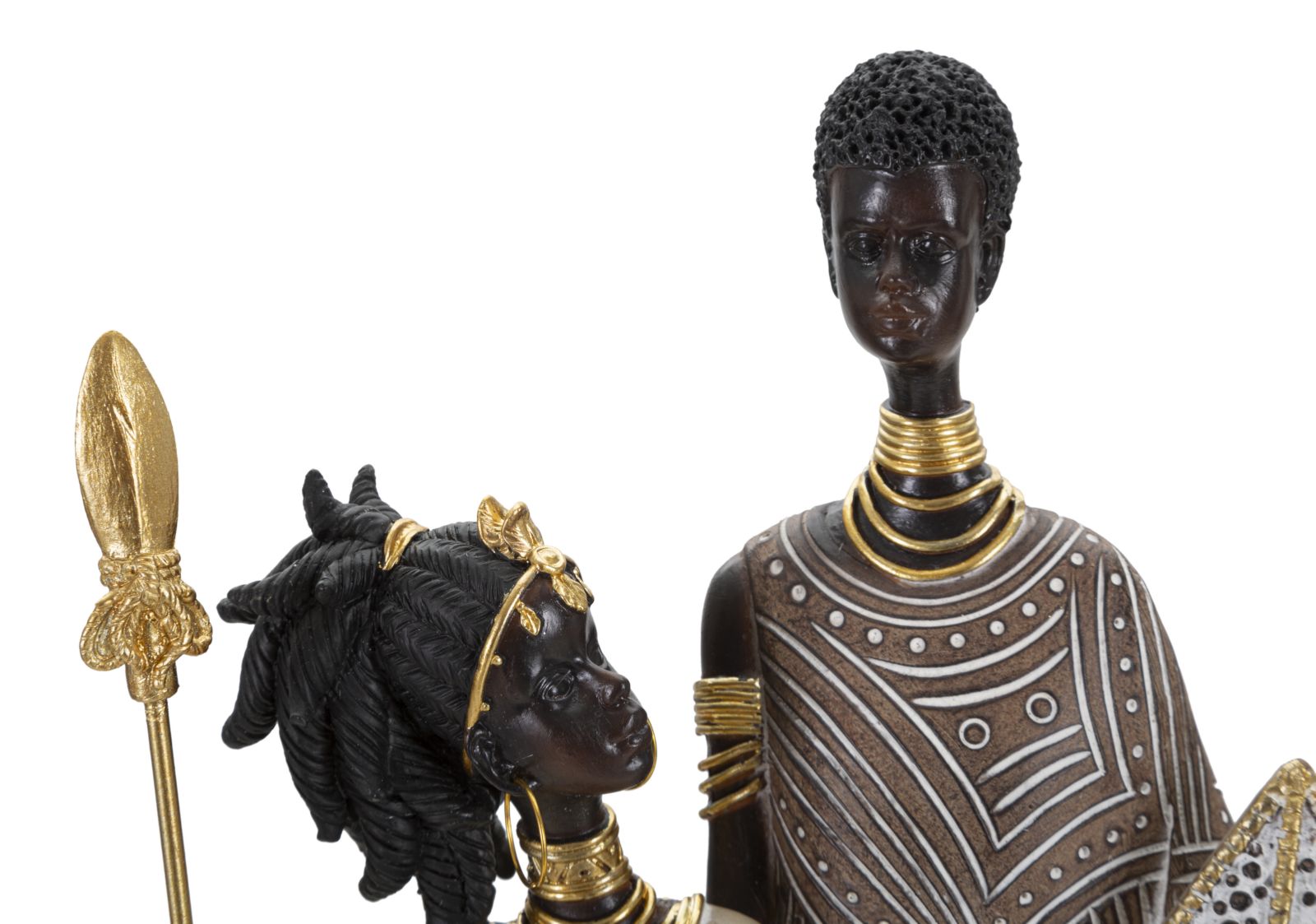 Statuetta Familiare Masai in Arte Tradizionale - 16,5x11,5x38 cm
