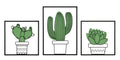 Set di Pannelli Decorativi Cactus 3D - 3 Pezzi in Metallo