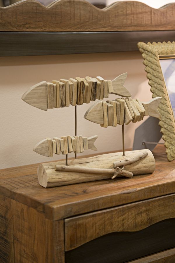 Scultura Pesci Naturali 37x10x24 cm