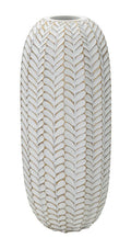 Vaso Elegante in Resina con Design Foglia 18,5x46 cm