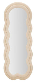 Specchio Murale Elegante Miki in Velluto Crema 60x4x160 cm