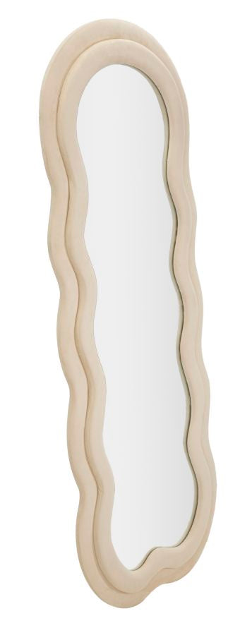 Specchio Murale Elegante Miki in Velluto Crema 60x4x160 cm