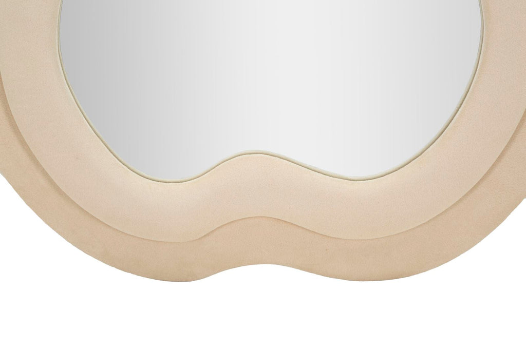 Specchio Murale Elegante Miki in Velluto Crema 60x4x160 cm