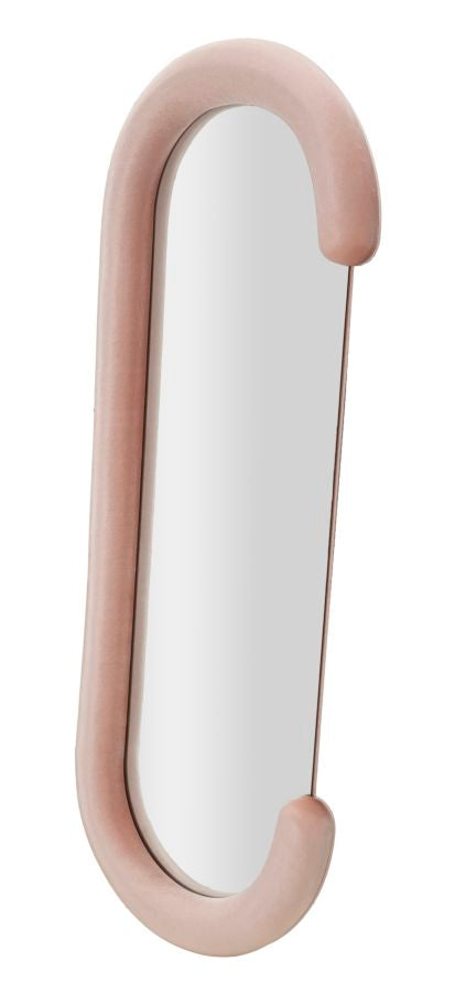 Specchio da parete Chantal in velluto rosa cm 60x7x160