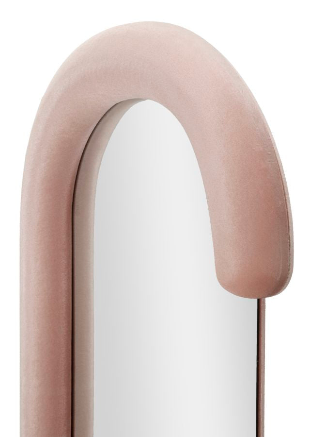 Specchio da parete Chantal in velluto rosa cm 60x7x160
