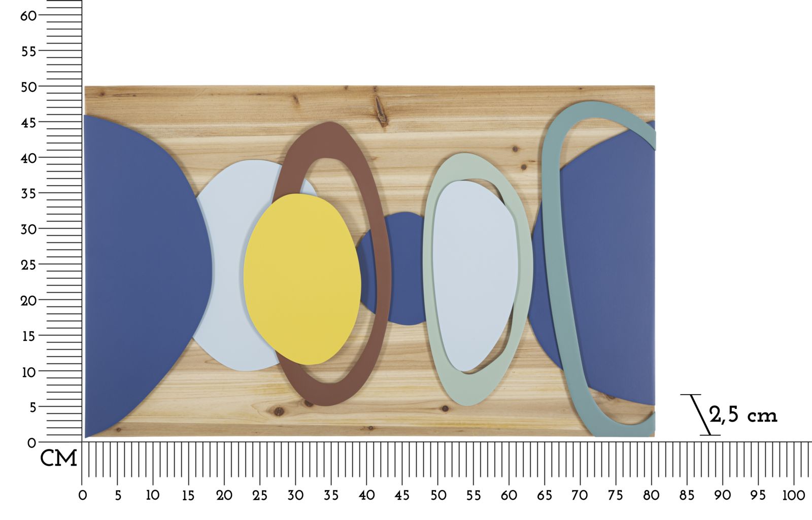 Pannello Decorativo 3D in Legno e Metallo cm 80x2,5x50