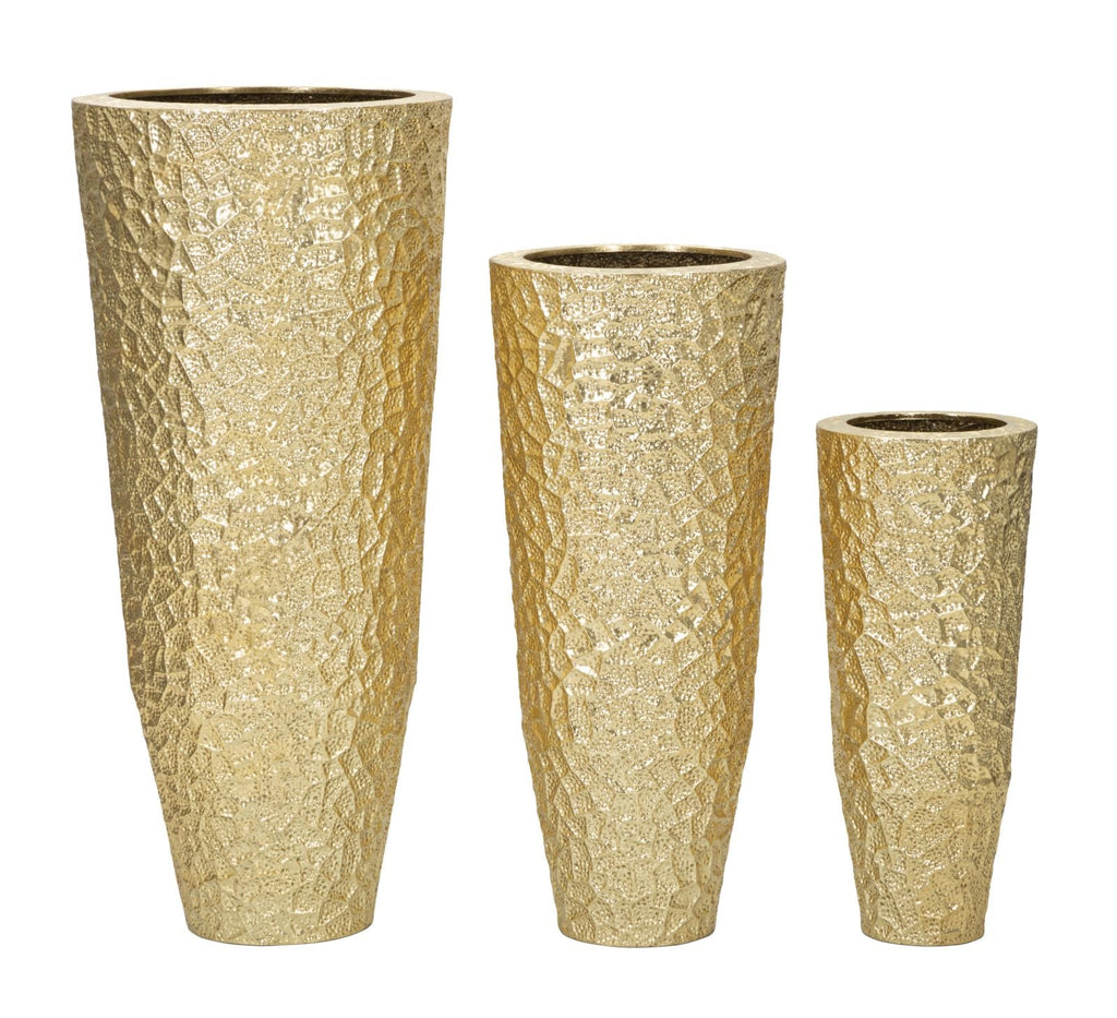Set di Vasi Glasy Tris in Metallo Dorato - Eleganza e Versatilità per Ogni Ambiente