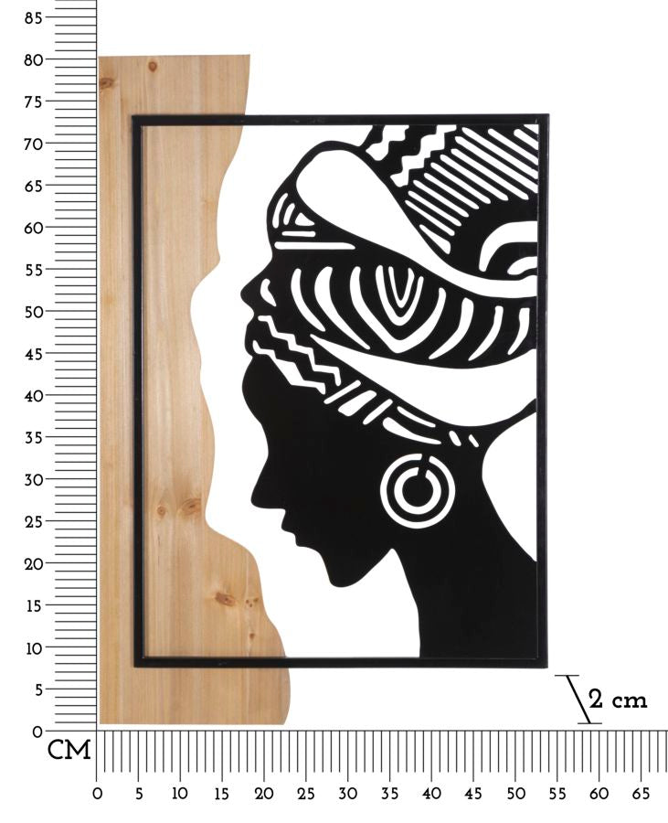 Pannello Decorativo Tribale in Ferro e Legno - 53x2x80 cm