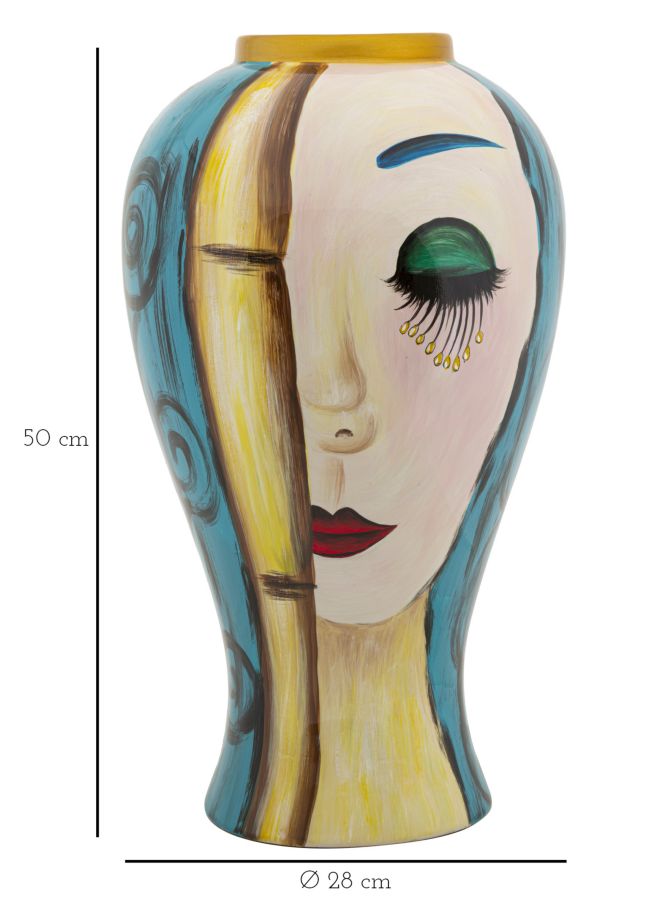 Vaso Artistico in Ceramica con Volto Cubista cm Ø 28x50