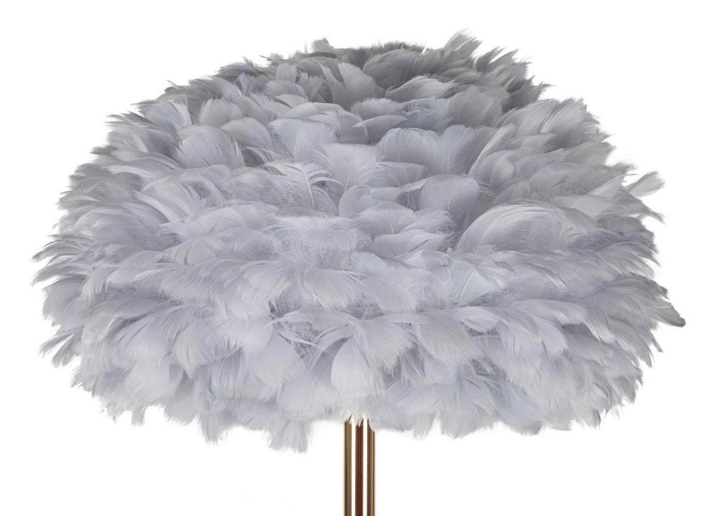 Lampada da terra slim in piume grigia ø 43x170 cm