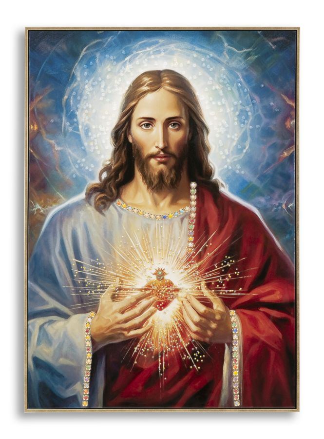 Dipinto Su Tela Laccato Jesus C/Cornice 72X4X102 Cm