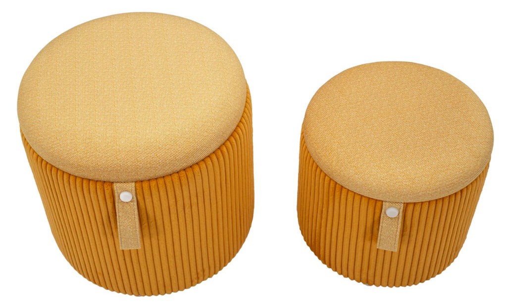 Puff C/Contenitore Bolzano Senape Set 2 Pz Ø 38X38-32X28