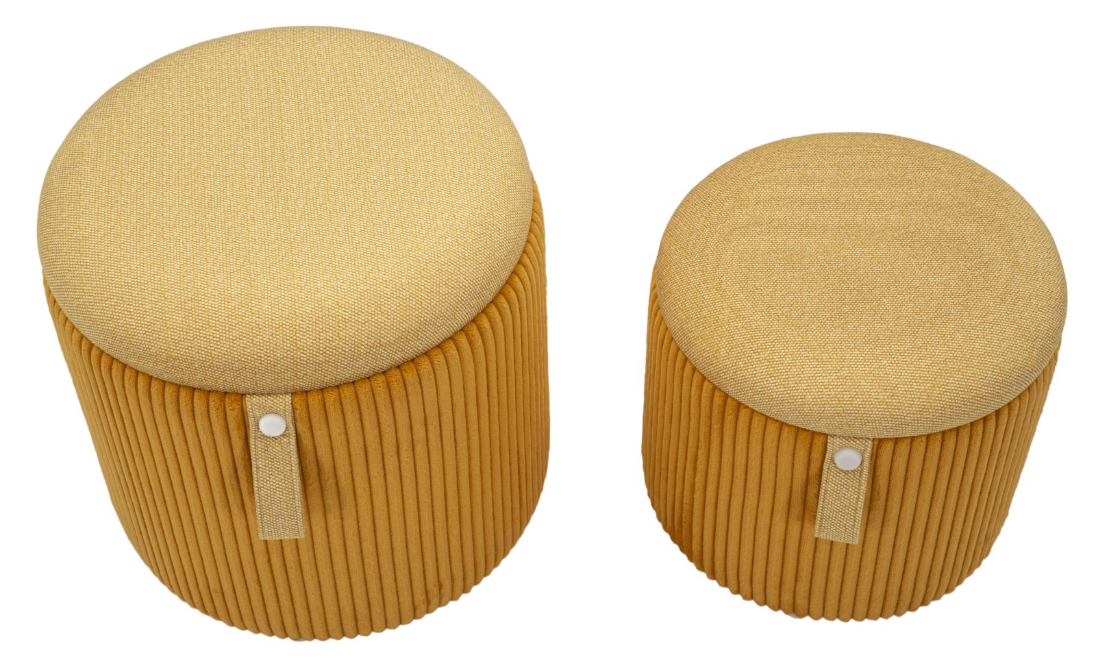Puff C/Contenitore Bolzano Senape Set 2 Pz Ø 38X38-32X28