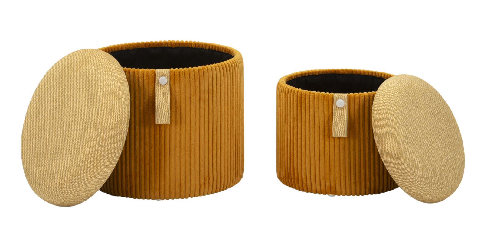 Puff C/Contenitore Bolzano Senape Set 2 Pz Ø 38X38-32X28