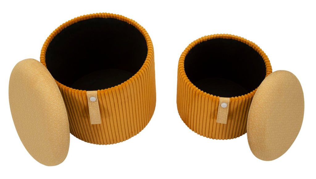 Puff C/Contenitore Bolzano Senape Set 2 Pz Ø 38X38-32X28