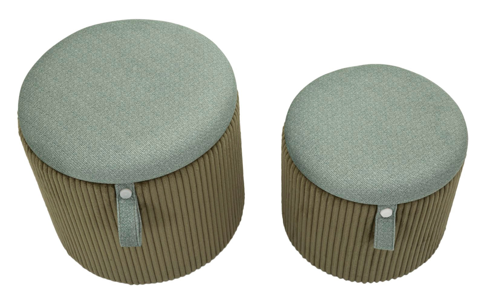 Puff C/Contenitore Bolzano Verde Set 2 Pz Ø 38X38-32X28