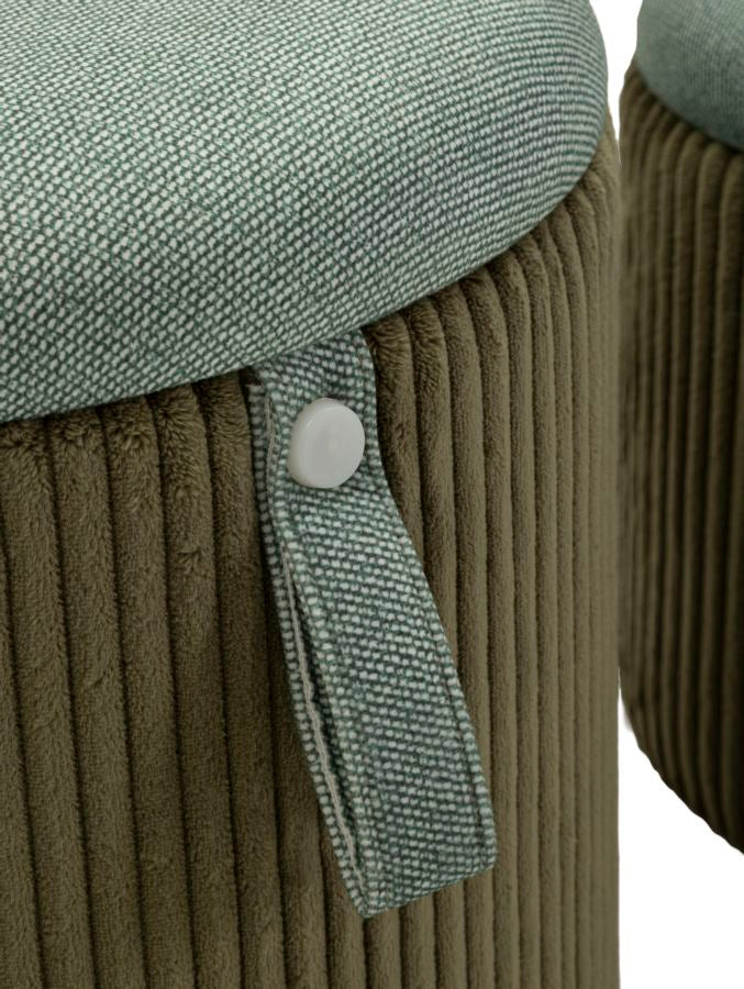 Puff C/Contenitore Bolzano Verde Set 2 Pz Ø 38X38-32X28