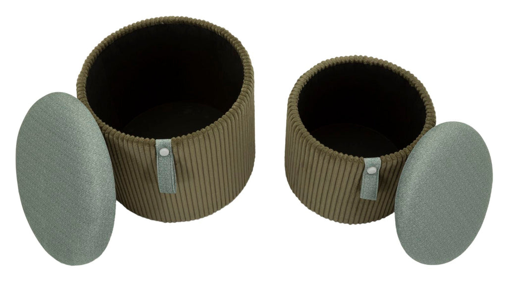 Puff C/Contenitore Bolzano Verde Set 2 Pz Ø 38X38-32X28