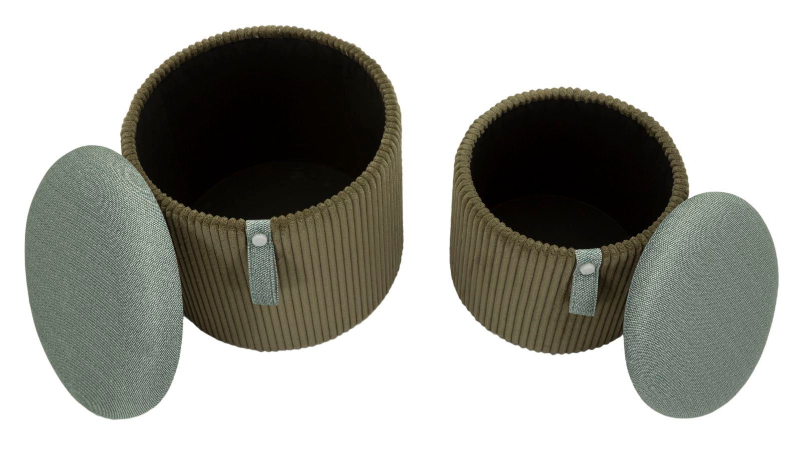 Puff C/Contenitore Bolzano Verde Set 2 Pz Ø 38X38-32X28