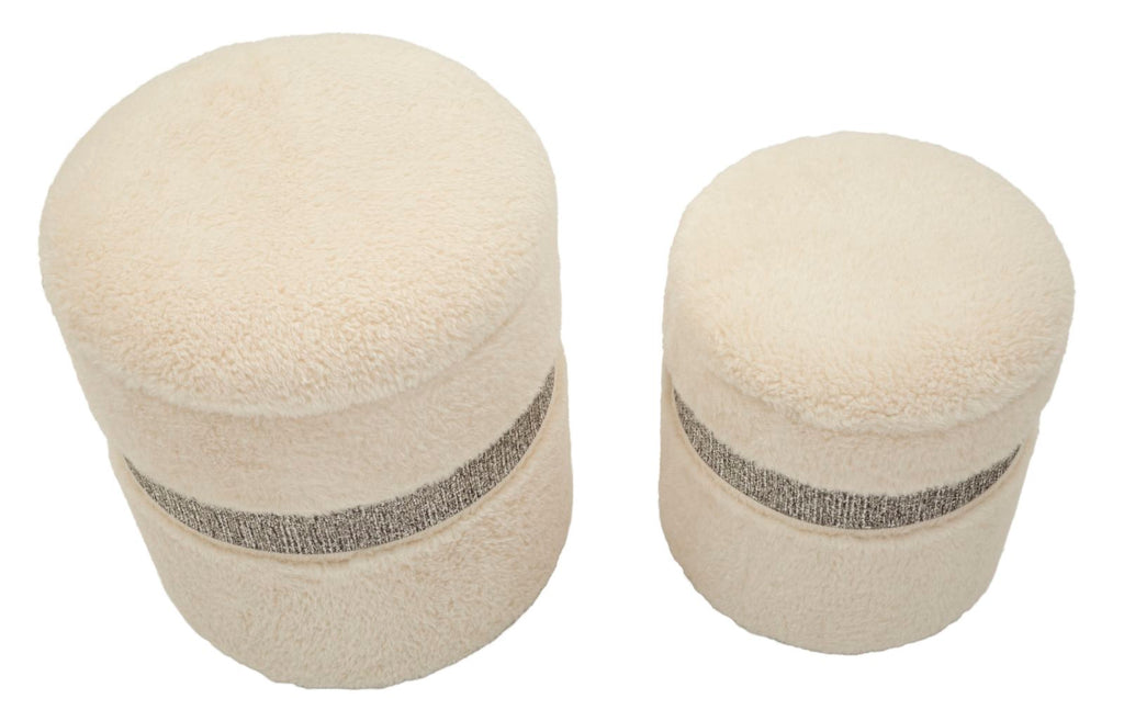 Puff C/Contenitore Saint-Moritz Crema Set 2 Pz Ø 40X47-32X38