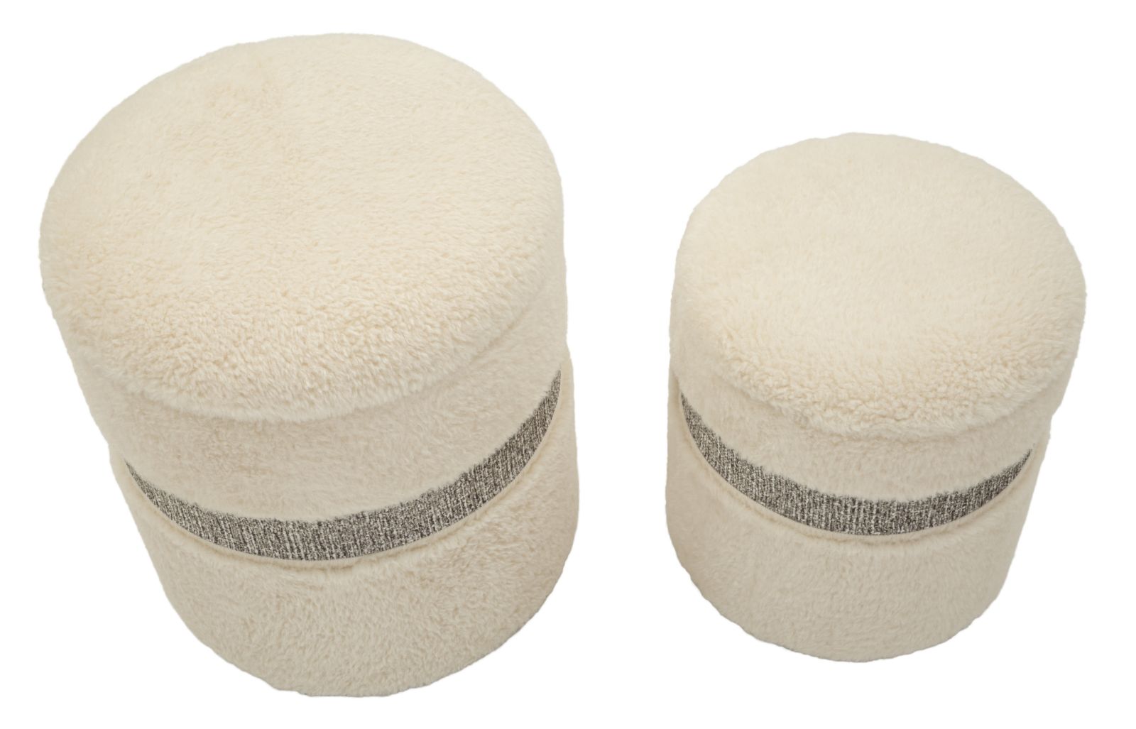 Puff C/Contenitore Saint-Moritz Crema Set 2 Pz Ø 40X47-32X38