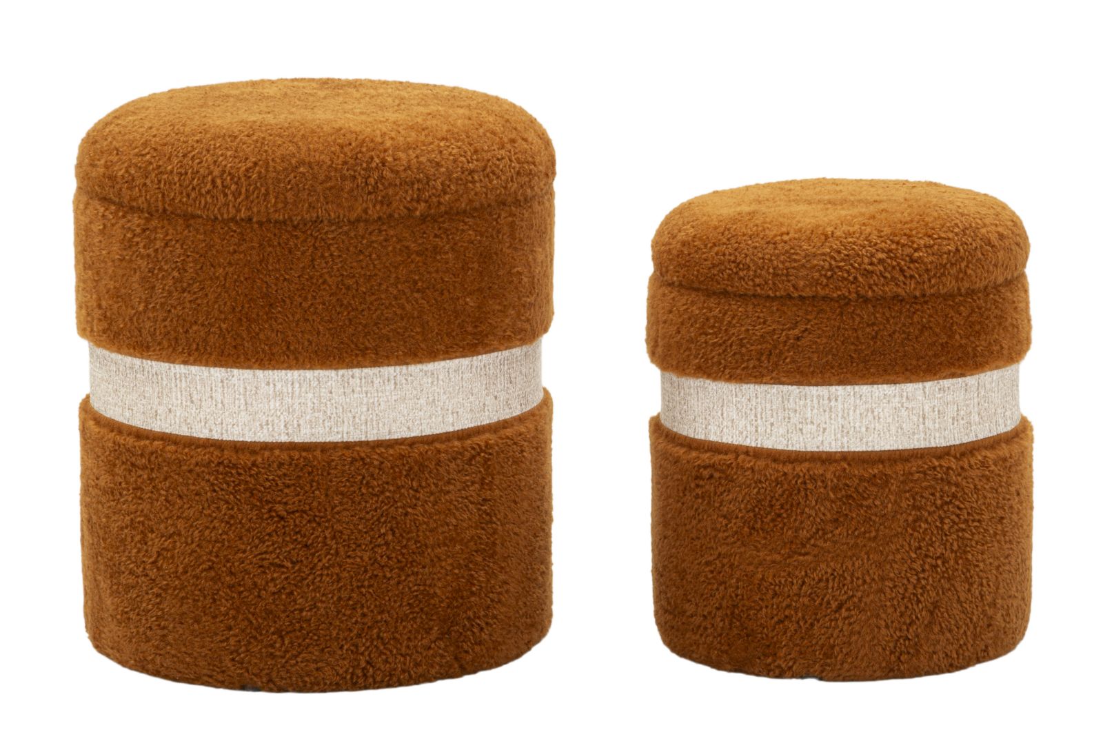 Puff C/Contenitore Saint-Moritz Marrone Set 2 Pz Ø 40X47