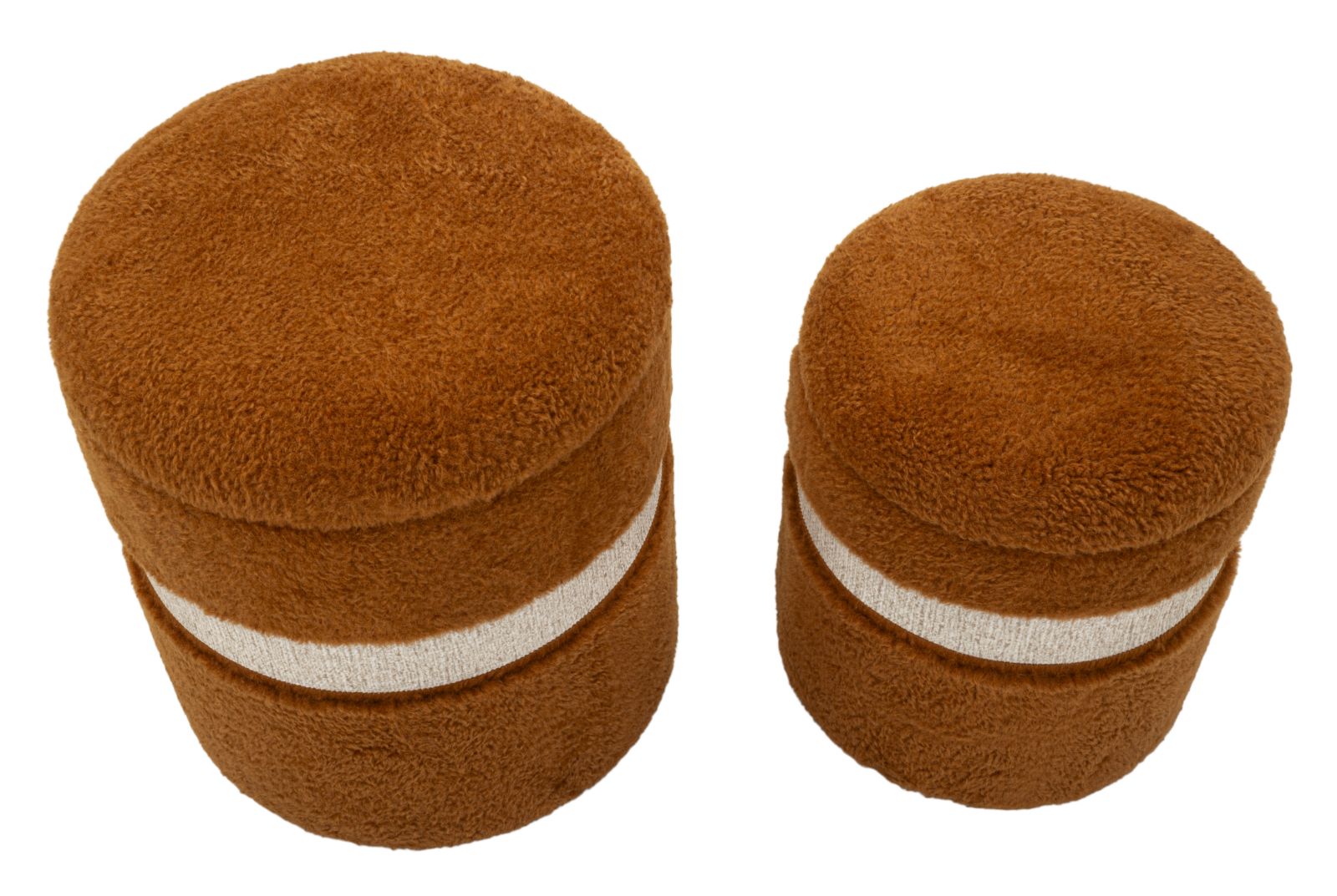 Puff C/Contenitore Saint-Moritz Marrone Set 2 Pz Ø 40X47