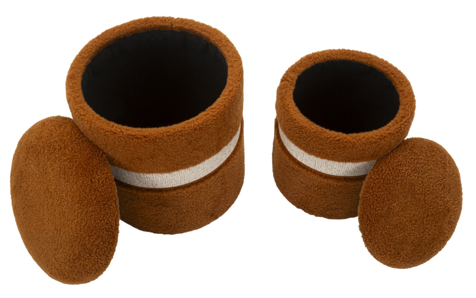 Puff C/Contenitore Saint-Moritz Marrone Set 2 Pz Ø 40X47