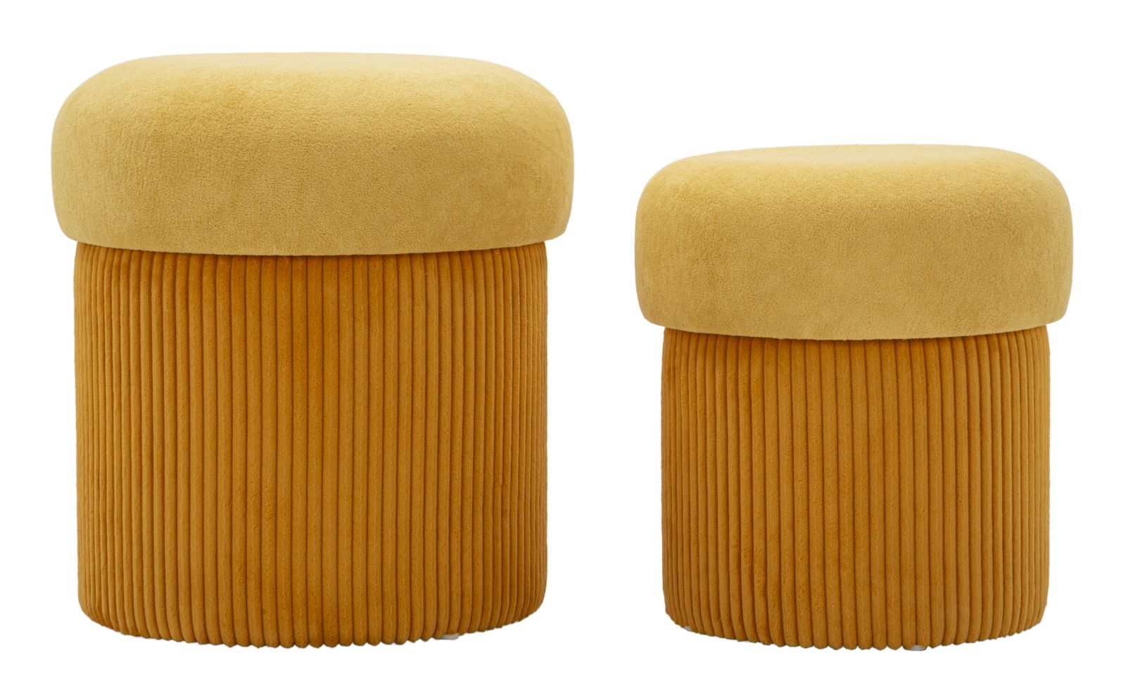 Puff C/Contenitore Aspen Senape Set 2 Pz Ø 42X44-35X37