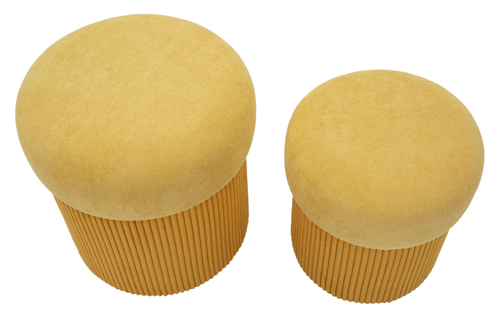 Puff C/Contenitore Aspen Senape Set 2 Pz Ø 42X44-35X37