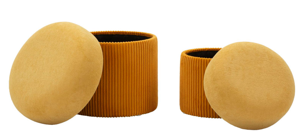 Puff C/Contenitore Aspen Senape Set 2 Pz Ø 42X44-35X37