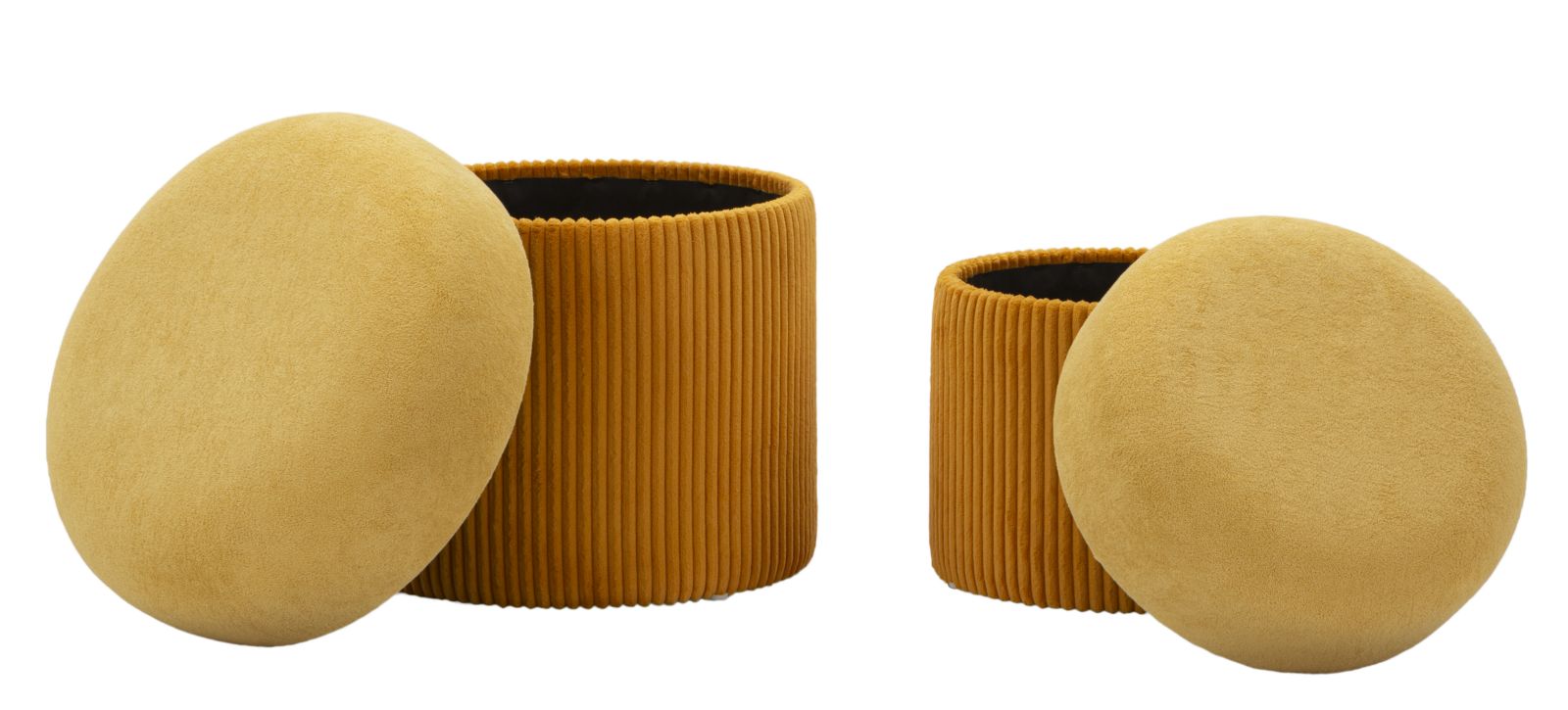 Puff C/Contenitore Aspen Senape Set 2 Pz Ø 42X44-35X37