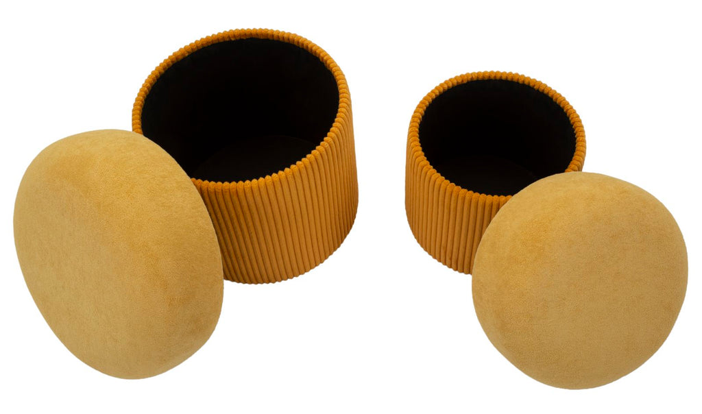 Puff C/Contenitore Aspen Senape Set 2 Pz Ø 42X44-35X37