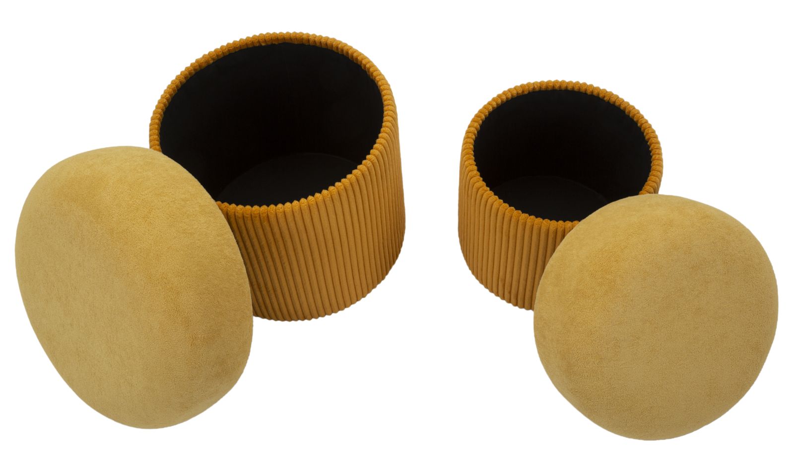 Puff C/Contenitore Aspen Senape Set 2 Pz Ø 42X44-35X37