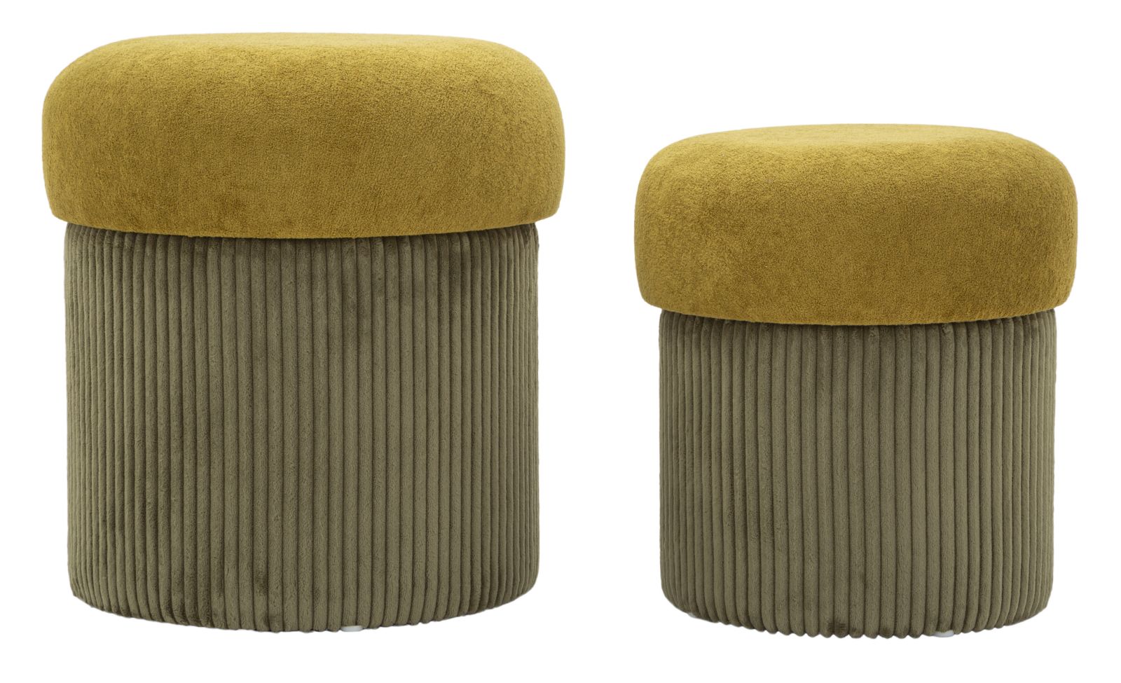 Puff C/Contenitore Aspen Verde Set 2 Pz Ø 42X44-35X37