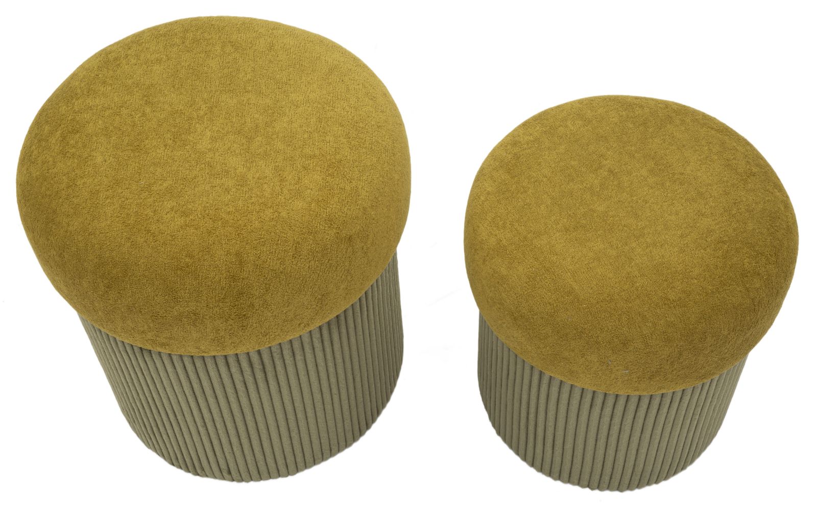 Puff C/Contenitore Aspen Verde Set 2 Pz Ø 42X44-35X37