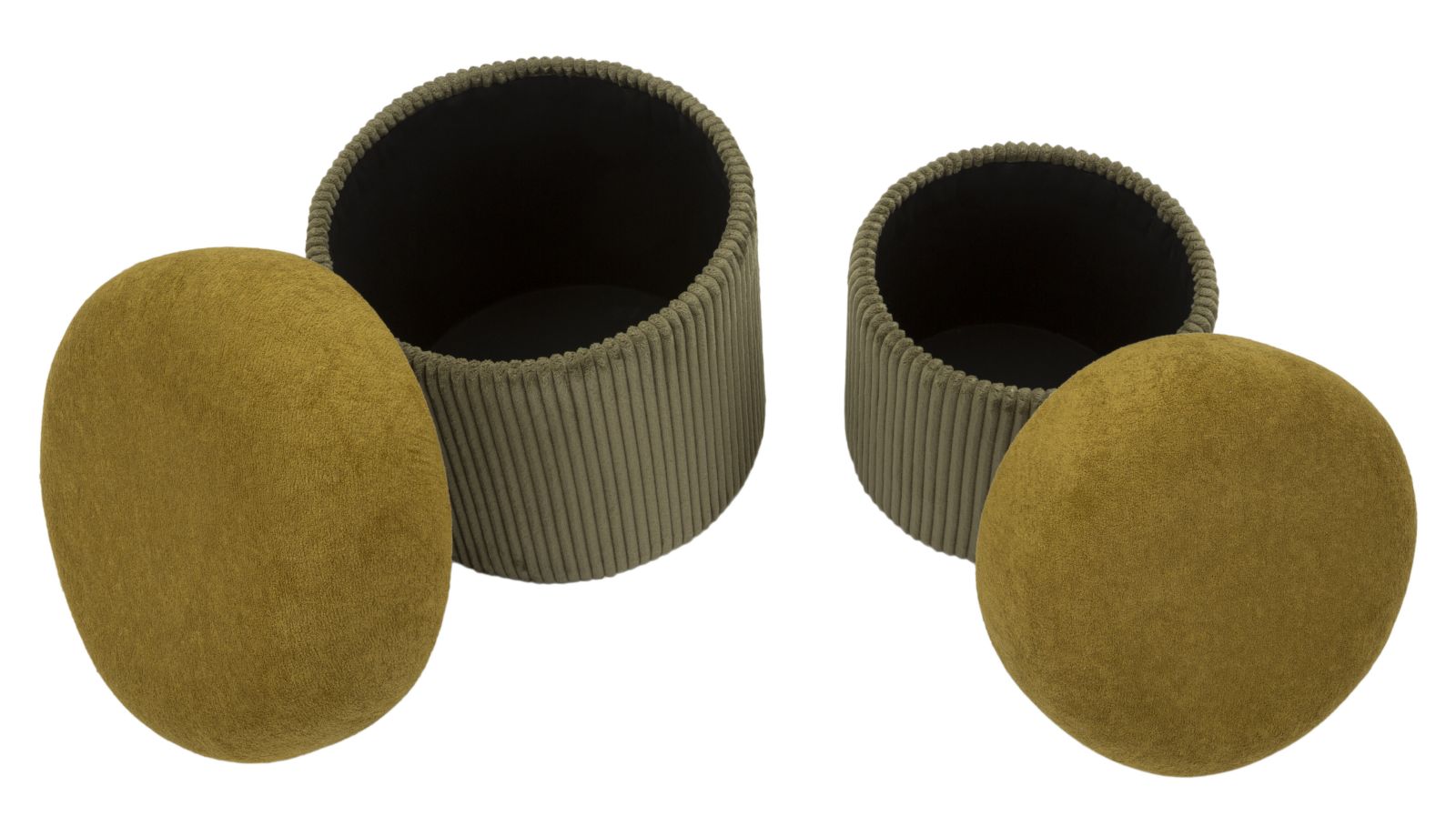 Puff C/Contenitore Aspen Verde Set 2 Pz Ø 42X44-35X37
