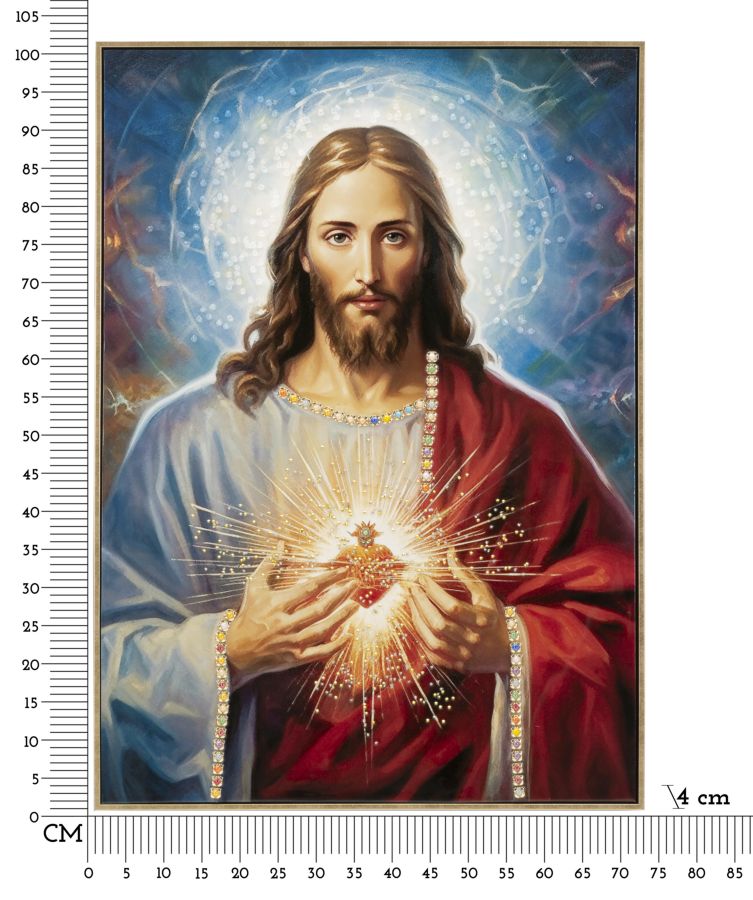 Dipinto Su Tela Laccato Jesus C/Cornice 72X4X102 Cm