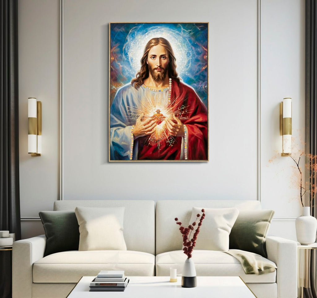 Dipinto Su Tela Laccato Jesus C/Cornice 72X4X102 Cm