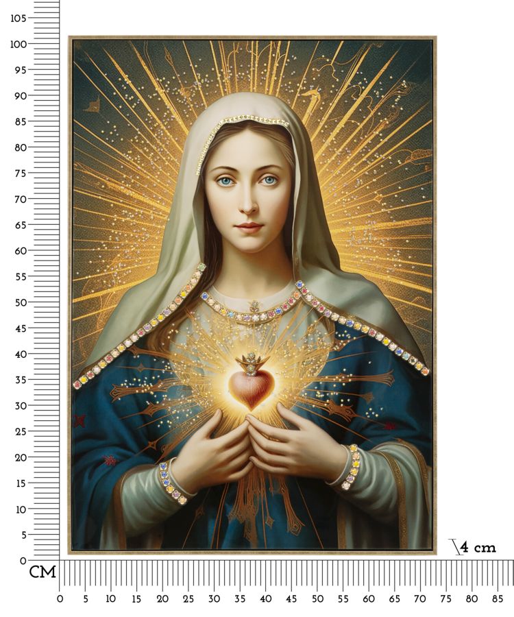 Dipinto Su Tela Laccato Madonna -B- Con Cornice 72X4X102