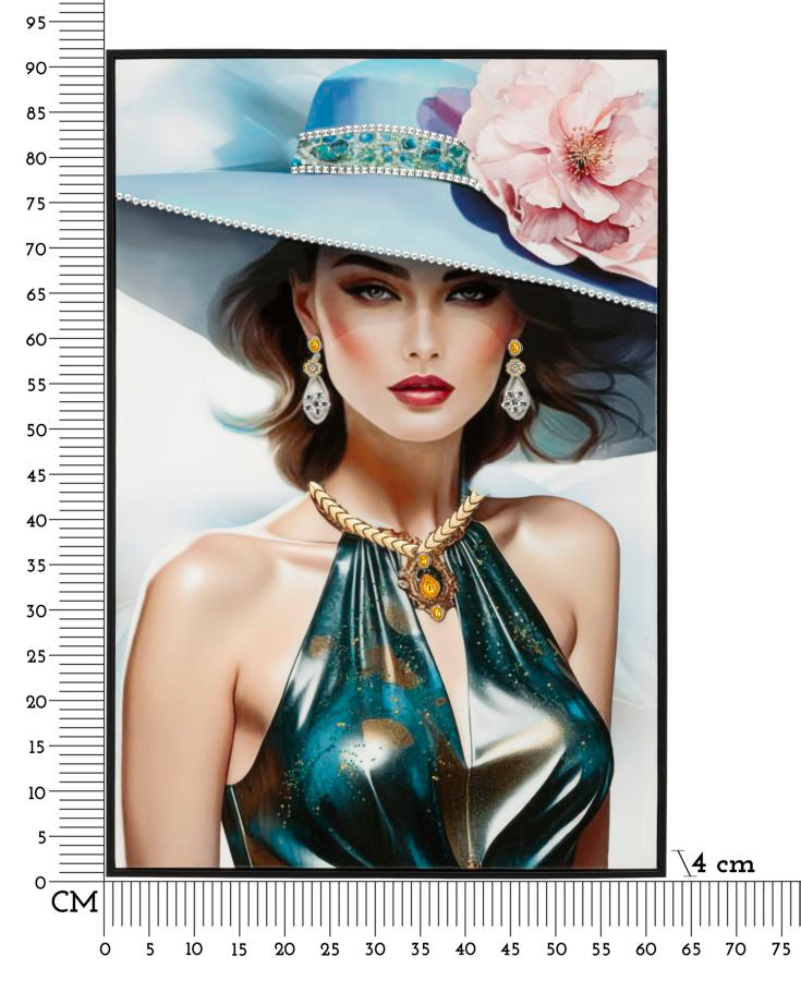 Dipinto Su Tela Laccato Pam C/Cornice A Cm 62X4X92 Elegante