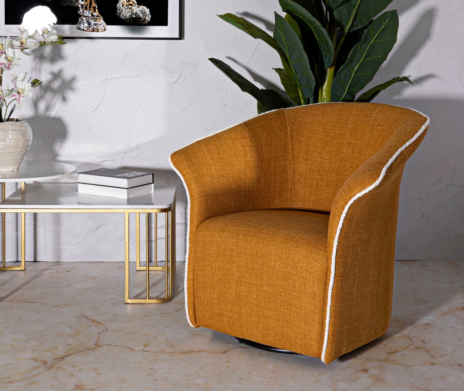 Poltrona Girevole Siena Senape 83,5X66X80 Alta 42 cm