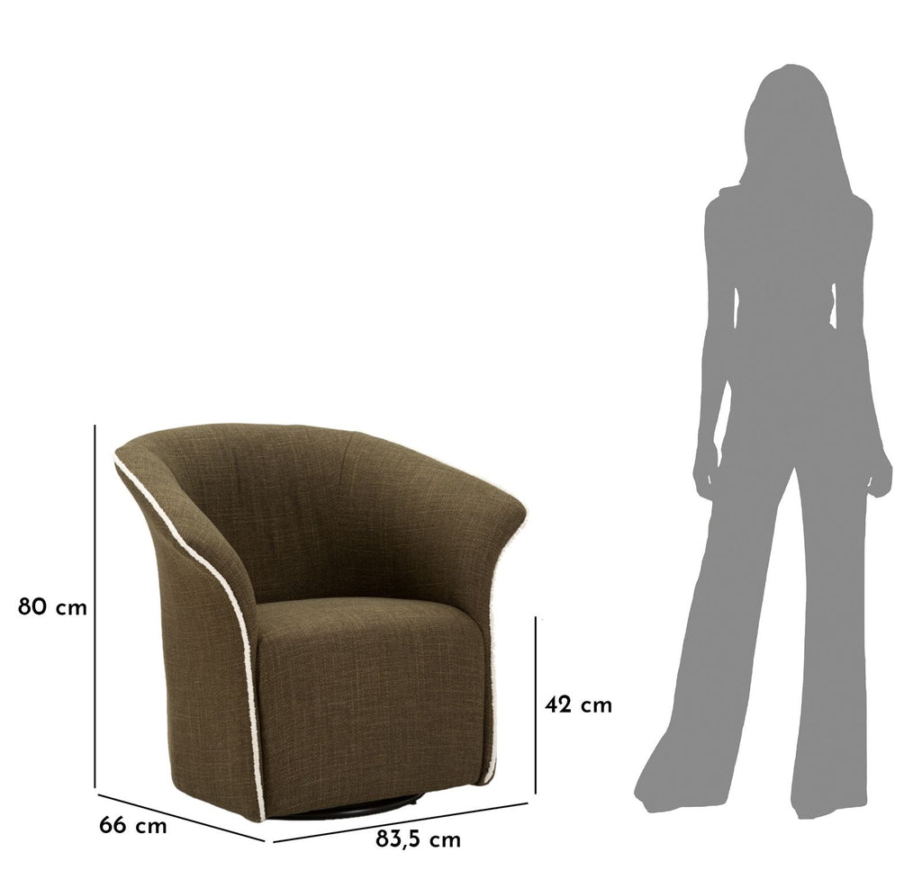 Poltrona Girevole Siena Verde Cm 83,5X66X80 Elegante