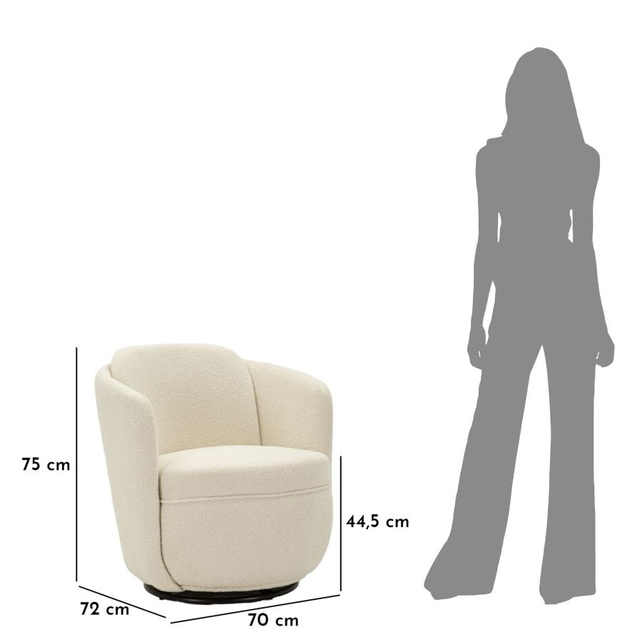 Poltrona Girevole Torino Crema 70X72X75 Alta Seduta 44,5