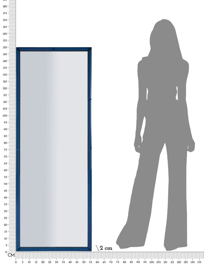 Specchio Da Muro Berlino Blu Cm 55X2X150 Elegante e Moderno